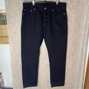 Buck Mason Jeans Men's 36x30 Black Maverick Slim Denim Pants Button Fly Casual